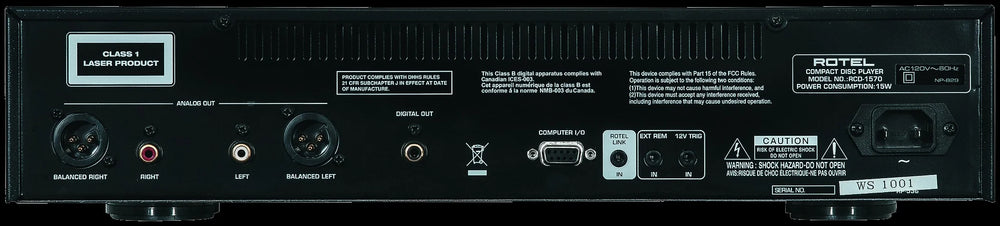Rotel RCD 1570 trasera